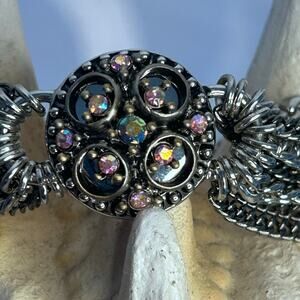 Boho Gothic Aurora Borealis Crystal Multi Chain Bracelet Vintage Style Statement